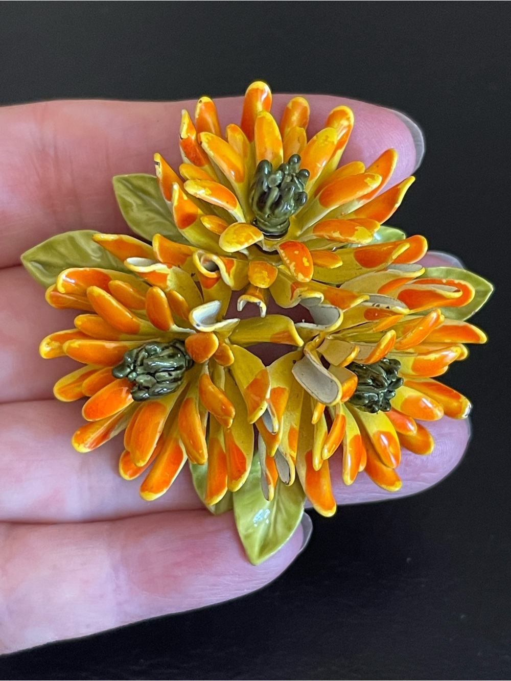 Vintage Corocraft color enamel brooch.